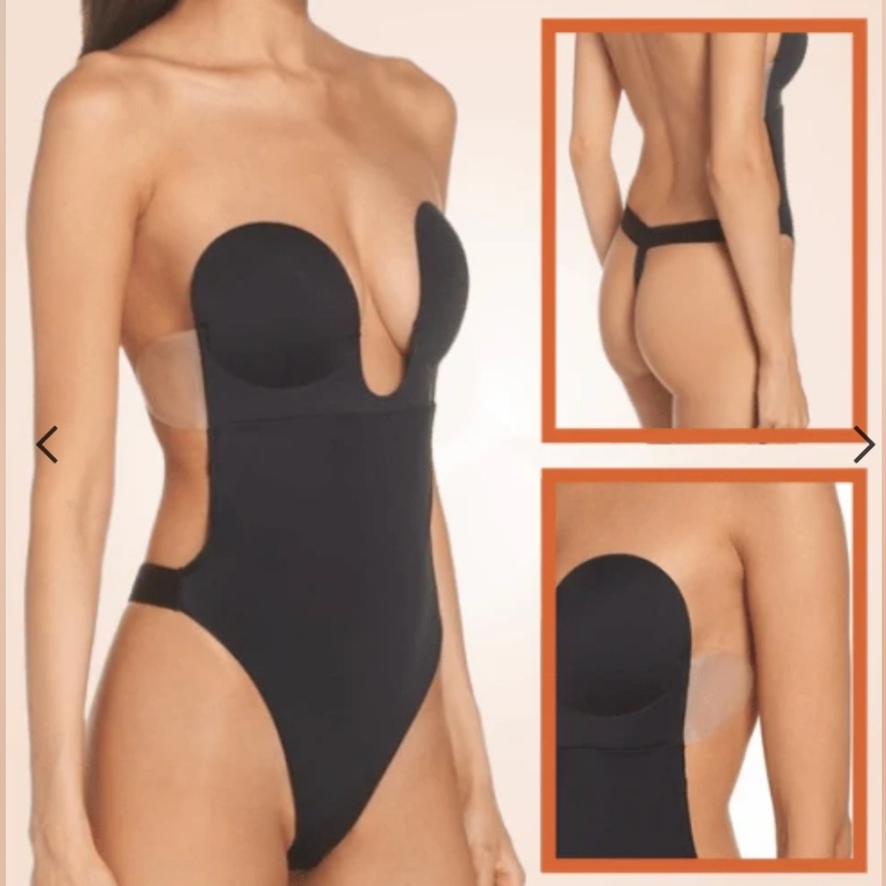 Fashion Forms Black Backless Strapless Bodysuit NWOT